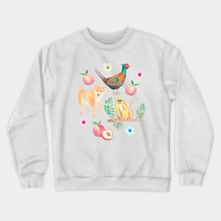 Dog, Monkey and Pheasant with Peaches Crewneck Sweatshirt